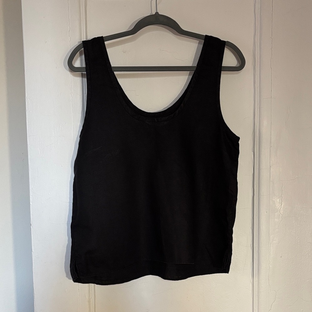 Everlane Black 100% linen Scoop Neck Tank size 10 (medium/large)